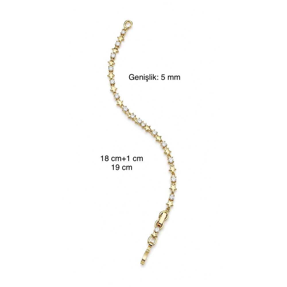 XUPING 14K GOLD RENK YILDIZLI MİNİMALİST 18+1CM BİLEKLİK ACR9731