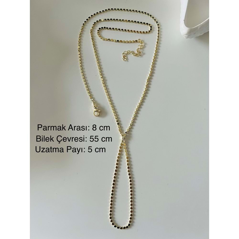 BİLEKTEN ÇİFT DOLAMALI PUL ZİNCİR ŞAHMERAN-GOLD RENK ACR9738