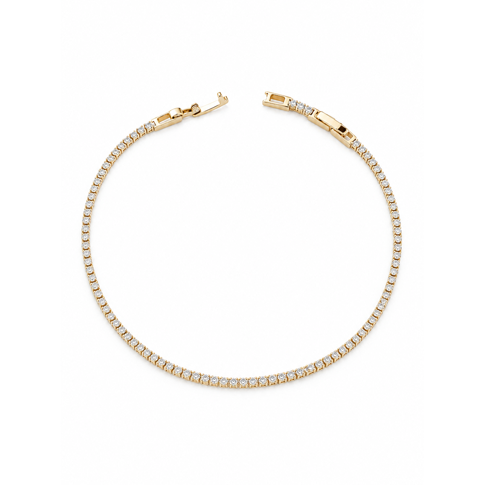 XUPING 14K GOLD RENK, KARE TAŞLI, İNCE SUYOLU BİLEKLİK 17+2CM ACR9751