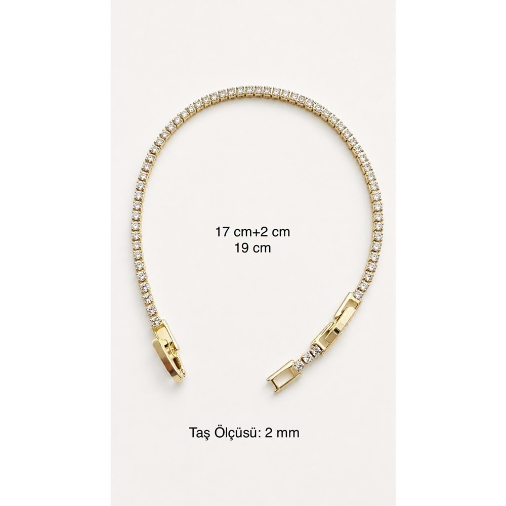 XUPING 14K GOLD RENK, KARE TAŞLI, İNCE SUYOLU BİLEKLİK 17+2CM ACR9751