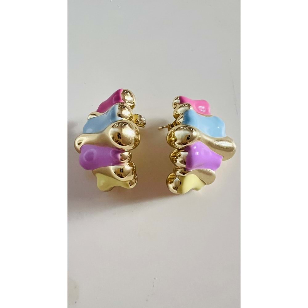 XUPING GOLD RENK RENKLİ MİNELİ KÜPE ACR9767