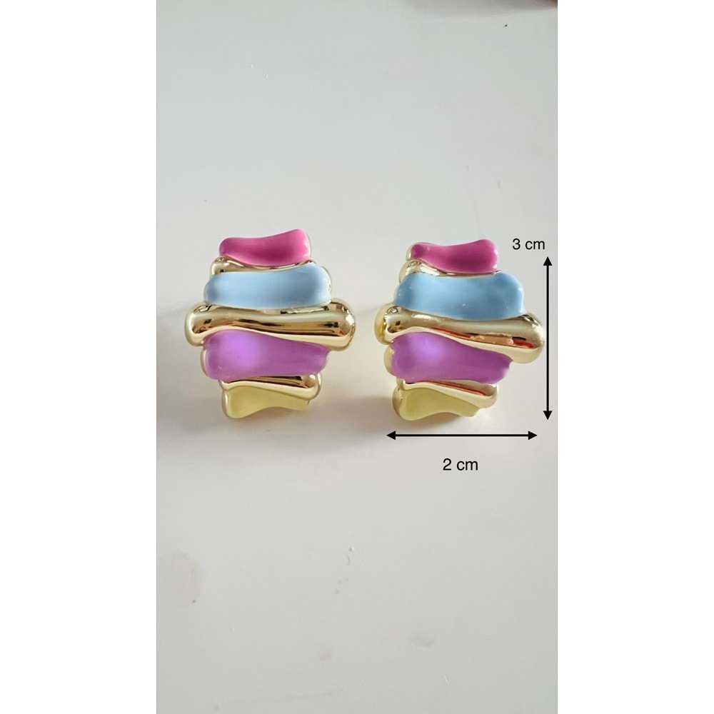 XUPING GOLD RENK RENKLİ MİNELİ KÜPE ACR9767