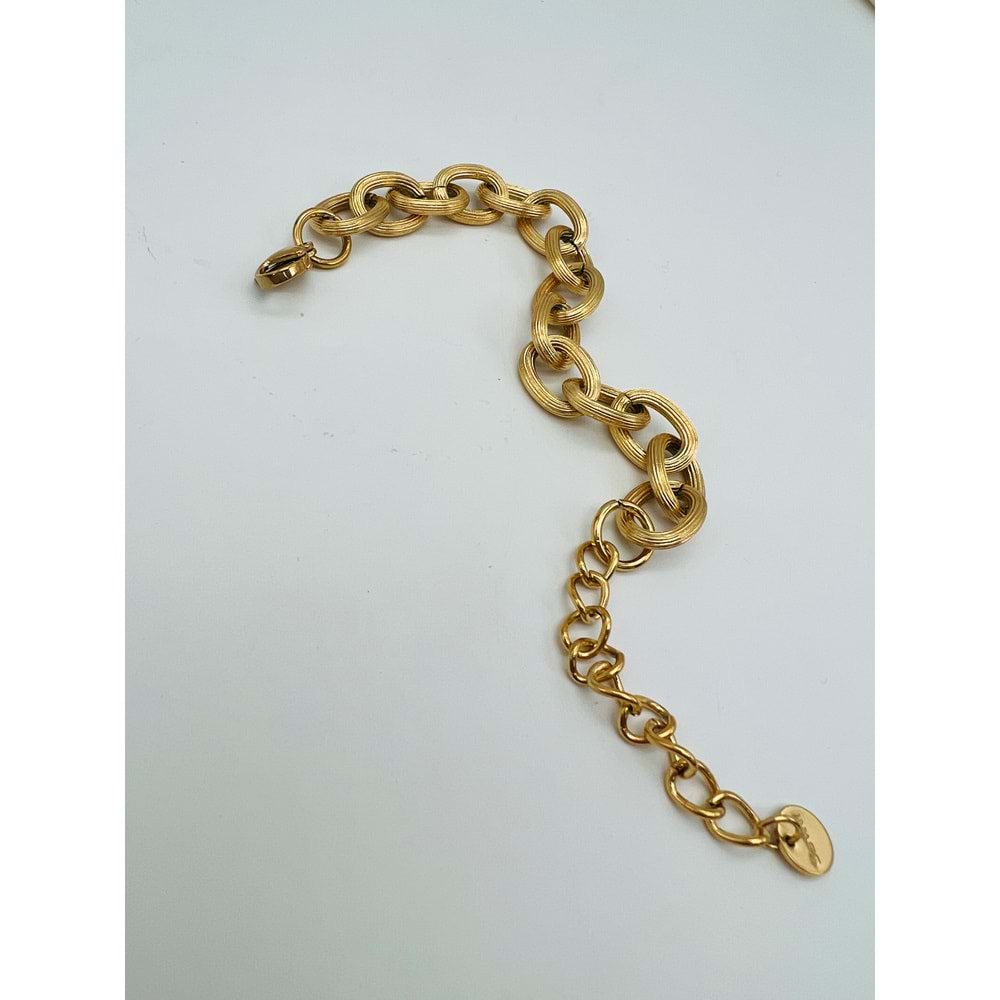 GOLD RENK ZİNCİR ÇELİK BİLEKLİK 16+5 CM-1 CM ACR9792