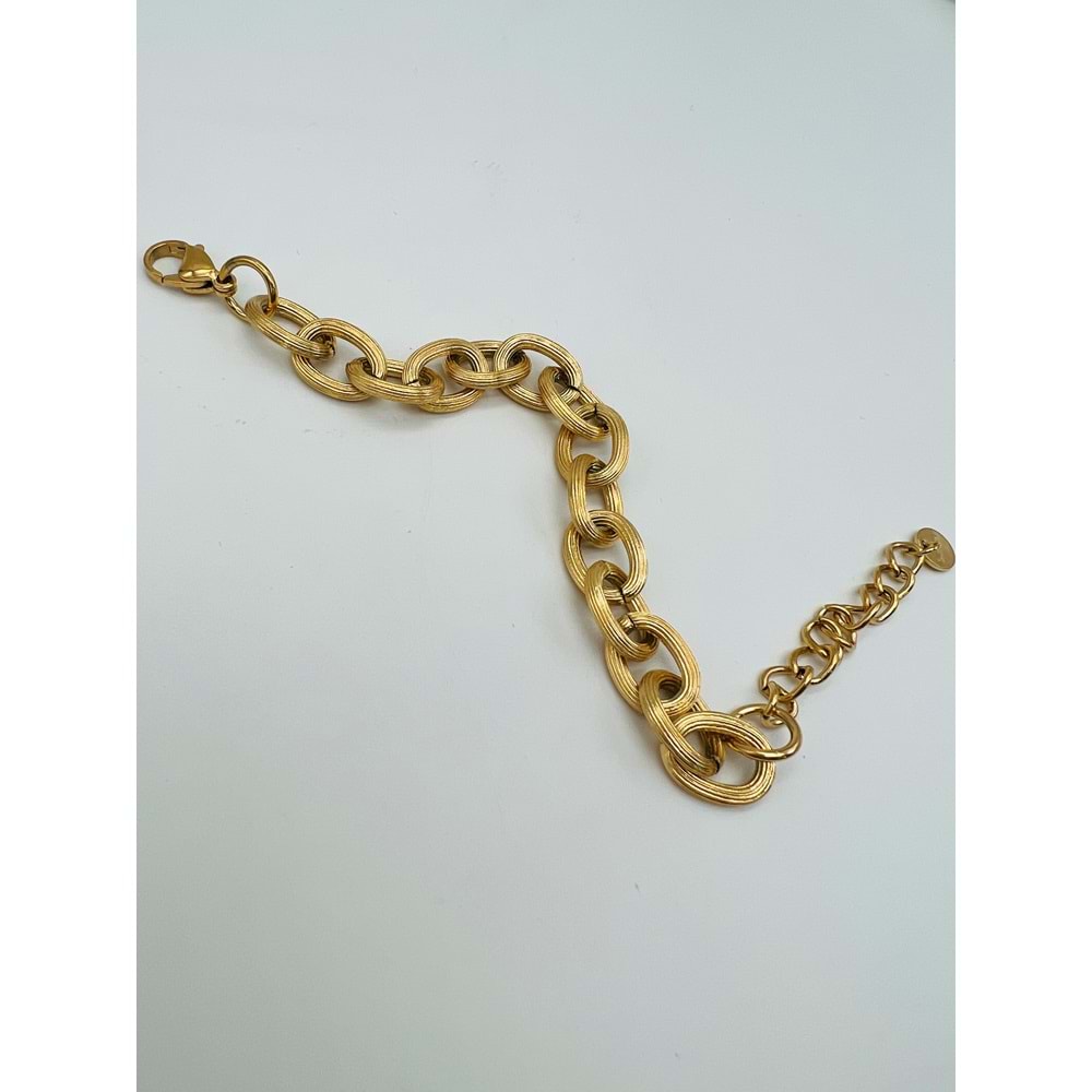 GOLD RENK ZİNCİR ÇELİK BİLEKLİK 16+5 CM-1 CM ACR9792