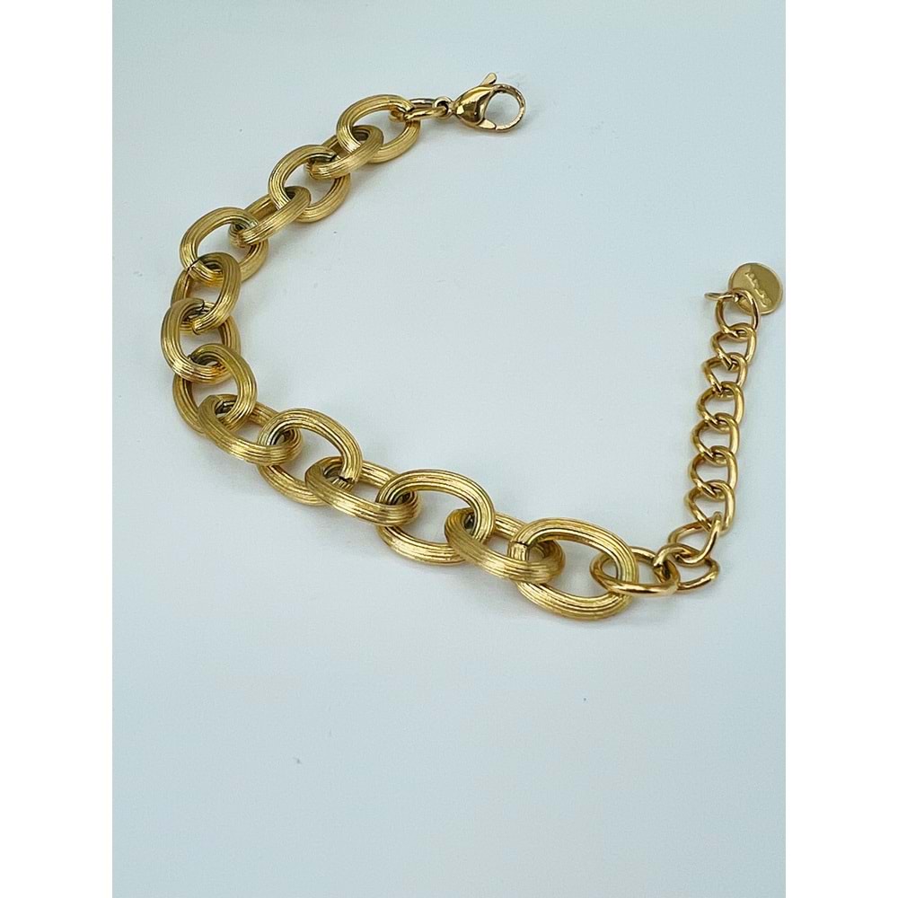 GOLD RENK ZİNCİR ÇELİK BİLEKLİK 16+5 CM-1 CM ACR9792