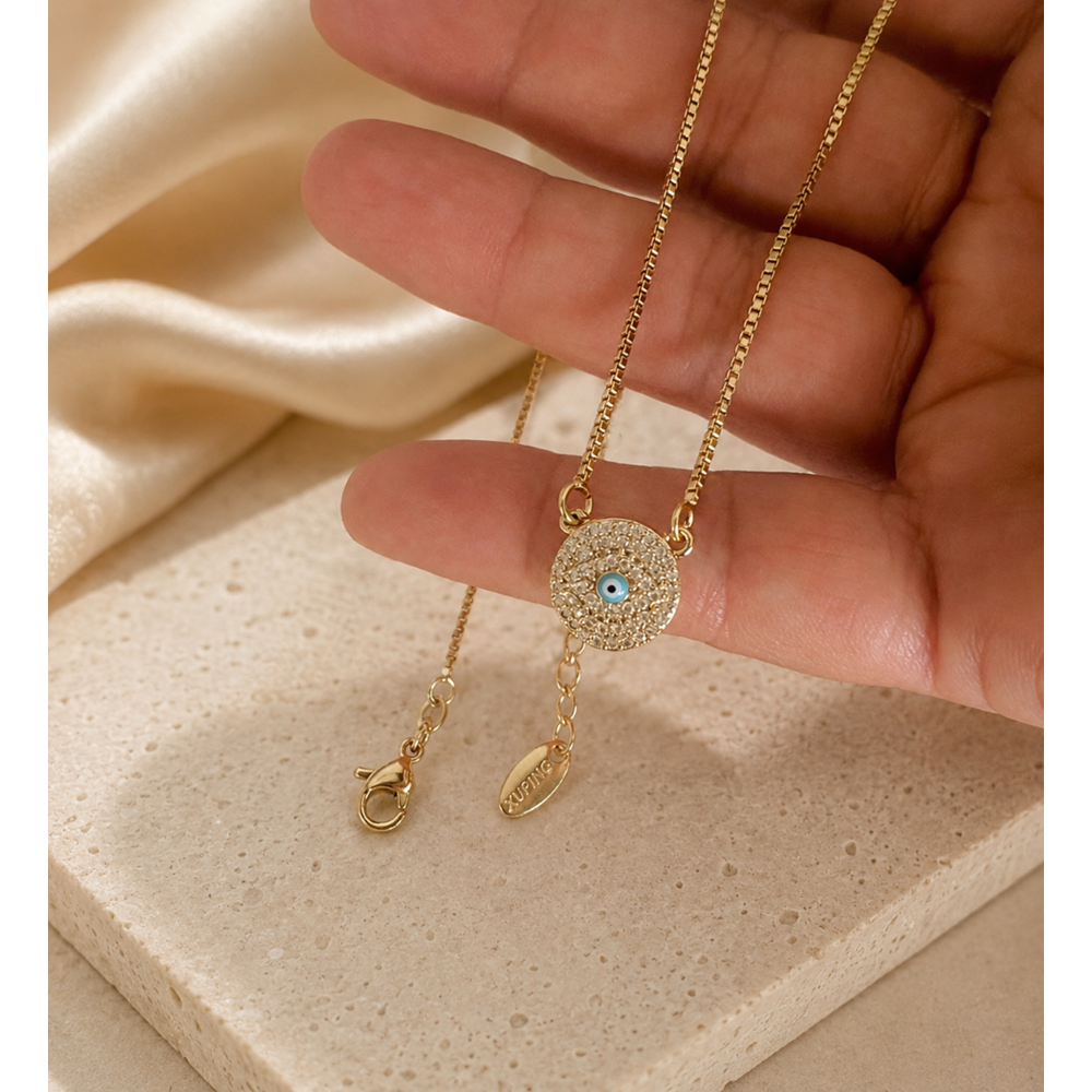 XUPING 14K GOLD RENK, NAZAR KOLYE 44+4CM ACR9799