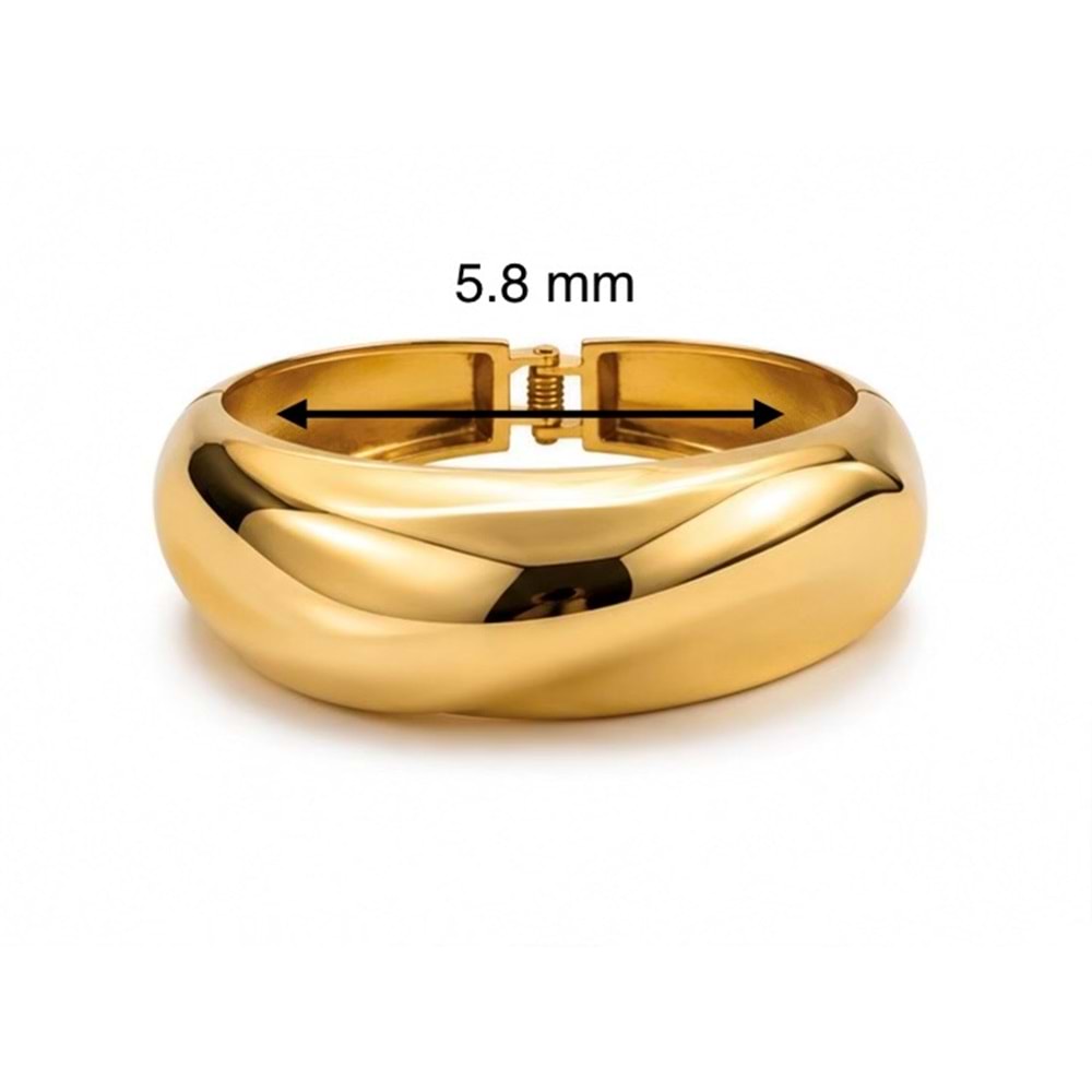 GENİŞ, BOMBELİ, DALGA DESEN, GOLD RENK, KELEPÇE, BİLEZİK ACR9811