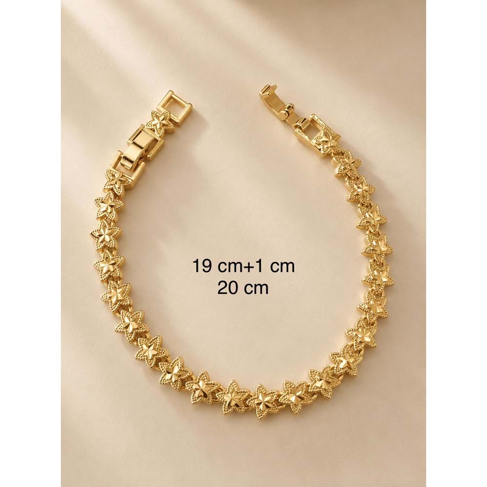 XUPING GOLD RENK ÇİÇEK MOTİFLİ BİLEKLİK 19+1CM ACR9820