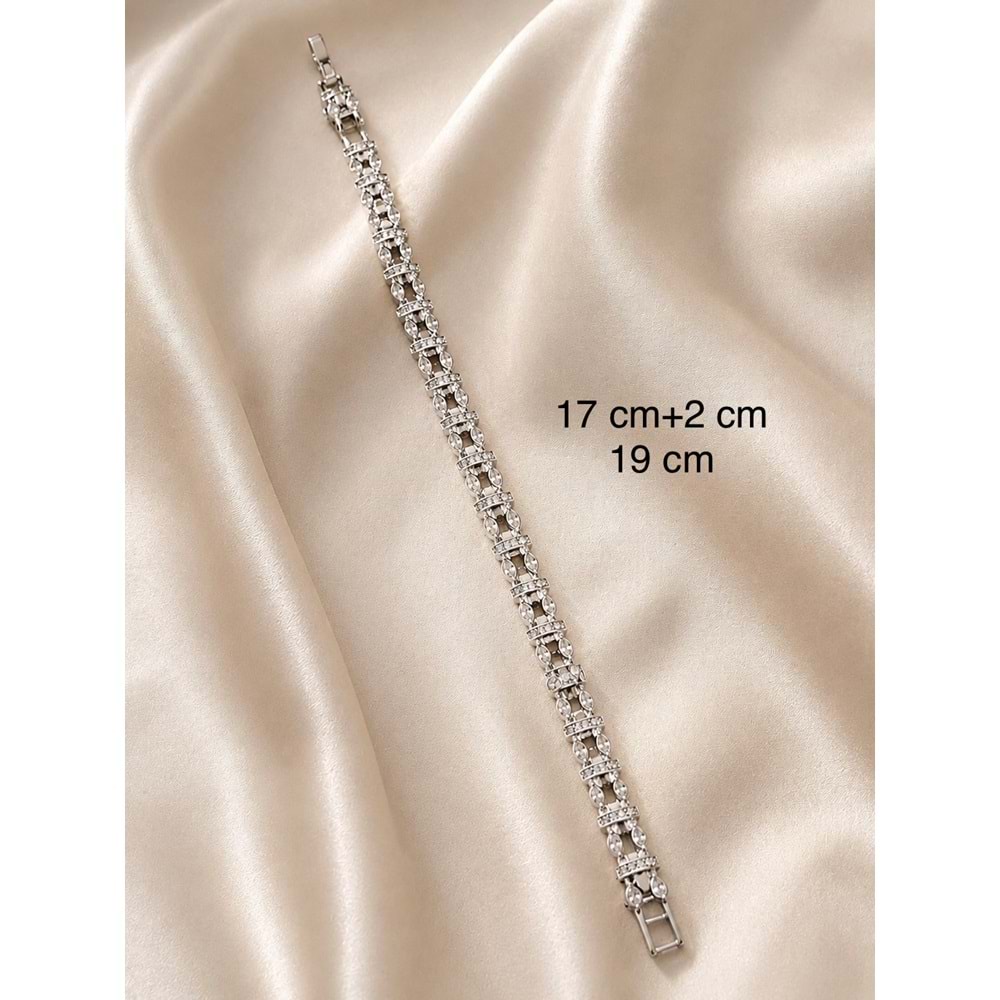 XUPING GÜMÜŞ RENK İKİLİ GÖRÜNÜMLÜ DAMLA BİLEKLİK 17+2CM ACR9840