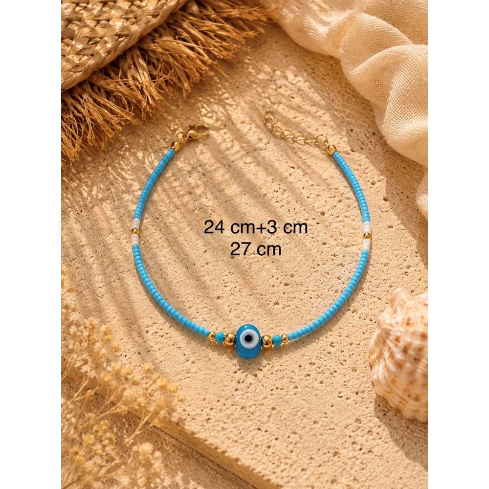 MAVİ NAZAR BONCUKLU HALHAL 24+3CM ACR9855