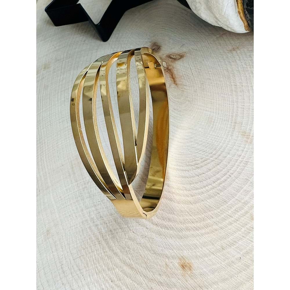 GOLD RENK DALGA MODEL ÇELİK KELEPÇE ACR9884