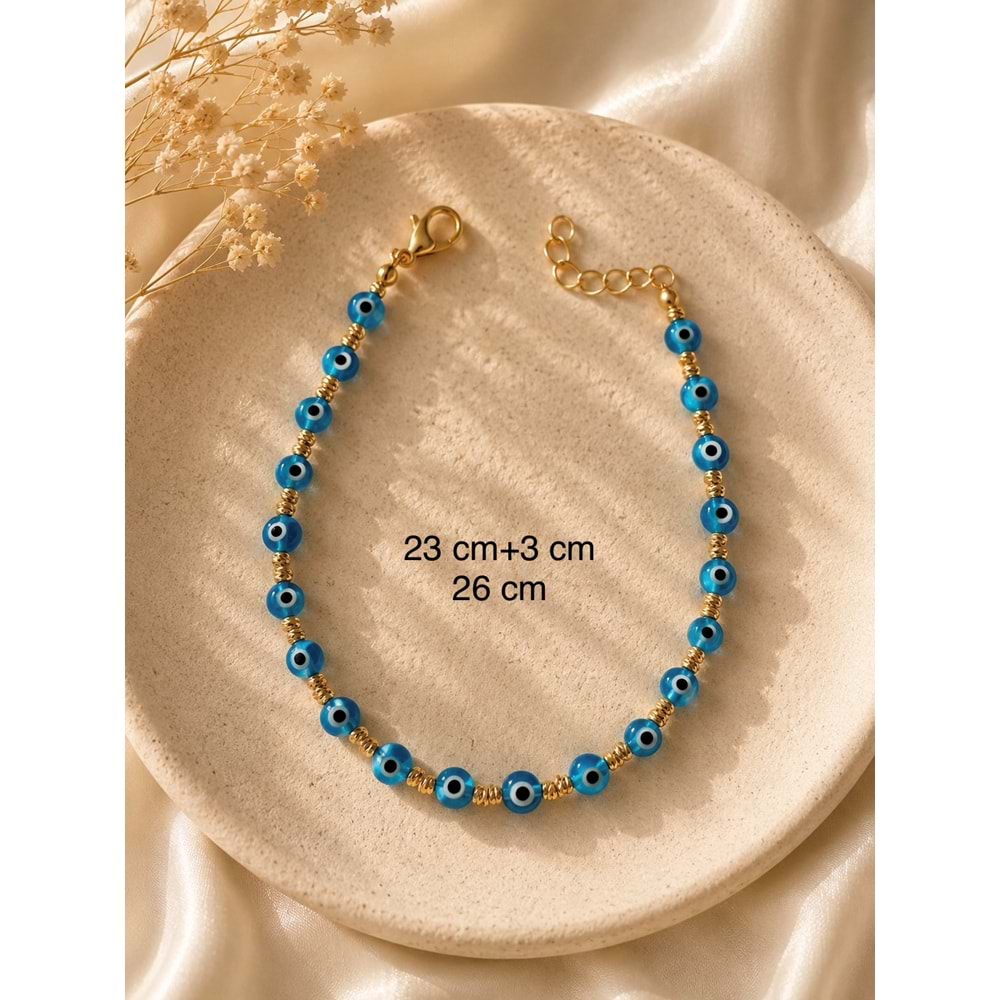MAVİ BONCUKLU HALHAL 23+3CM ACR9933