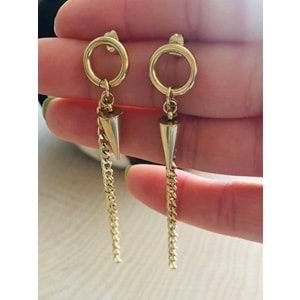 GOLD RENK SALLANTILI ÇİVİ MODEL ÇEİK KÜPE 316L4079