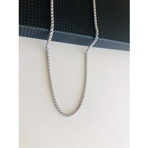 GÜMÜŞ RENK İÇ İÇE GEÇMİŞ MODEL ERKEK ÇELİK KOLYE 55 CM 316L4756