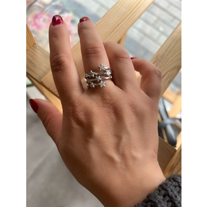 AYARLANABİLİR GÜMÜŞ RENK TAŞLI YILDIZ YÜZÜK ACR0028