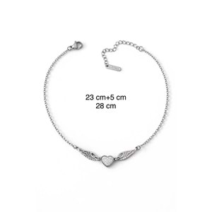 ÇELİK GÜMÜŞ RENK, KALPLİ, MELEK KANADI HALHAL 23+5CM ACR0071