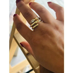 AYARLANABİLİR DAMLA TAŞLI GOLD RENK SARMAL YÜZÜK ACR0110
