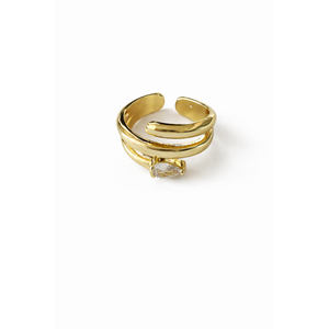 AYARLANABİLİR DAMLA TAŞLI GOLD RENK SARMAL YÜZÜK ACR0110