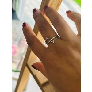 AYARLANABİLİR GÜMÜŞ RENK TAŞLI SARMAL YÜZÜK ACR0114