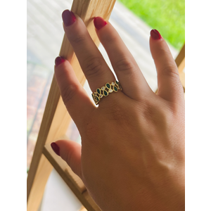 AYARLANABİLİR ÇİFT SIRA YEŞİL RENK DAMLA TAŞLI YÜZÜK ACR0115