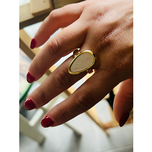 AYARLANABİLİR GOLD RENK SEDEFLİ DAMLA YÜZÜK ACR0123