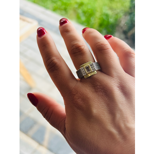 VİNTAGE AYARLANABİLİR GOLD RENK KARE TAŞLI YÜZÜK ACR0129