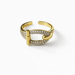 AYARLANABİLİR GÜMÜŞ TAŞLI GOLD RENK YÜZÜK ACR0133