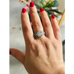 ÇELİK AYARLANABİLİR GÜMÜŞ RENK BAGET TAŞLI YÜZÜK ACR0139