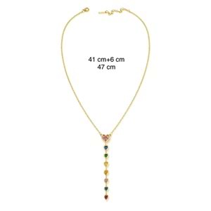 ÇELİK, RENKLİ TAŞLI,KALPLİ Y KOLYE 41+6CM ACR0303