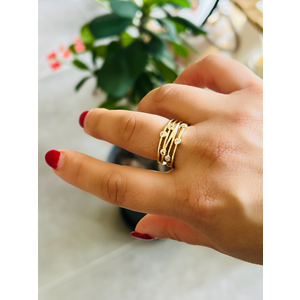 AYARLANABİLİR VİNTAGE, GOLD RENK, ÇOKLU GÖRÜNÜMLÜ TAŞLI YÜZÜK ACR0305
