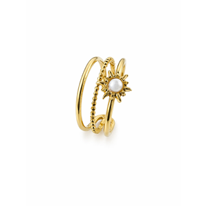 ÇELİK AYARLANABİLİR, GOLD RENK, GÜNEŞ MODEL ÜÇLÜ GÖRÜNÜMLÜ YÜZÜK ACR0306