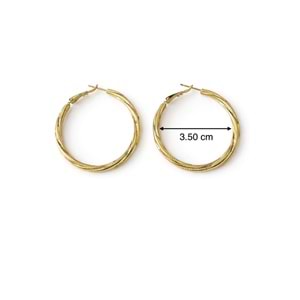 XUPING 14K GOLD RENK TAŞSIZ, IŞILTILI BURGU HALKA KÜPE ACR0312