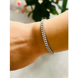 XUPING GÜMÜŞ RENK ÇİFT SIRA SUYOLU BİLEKLİK 17+2CM ACR0315