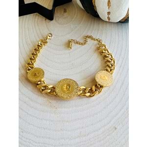 GOLD RENK ÜÇLÜ ÇELİK ZİNCİR ATA BİLEKLİK ACR0726