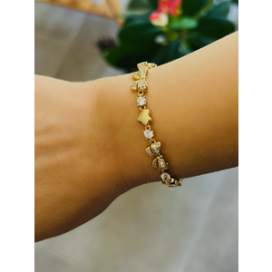 XUPING 14K GOLD RENK, FİYONKLU VE KALPLİ BİLEKLİK 16+4CM ACR0761