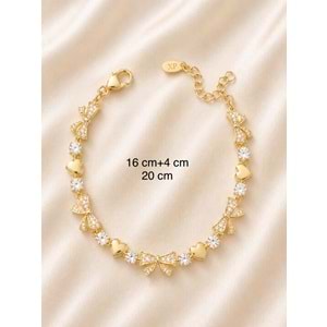 XUPING 14K GOLD RENK, FİYONKLU VE KALPLİ BİLEKLİK 16+4CM ACR0761