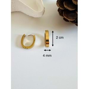 ÇELİK SADE OVAL DESENSİZ KÜPE GOLD RENK ACR0868