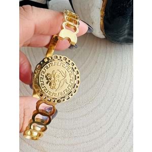 GOLD RENK ÇİÇEK DESEN ÇELİK KELEPÇE ACR1161