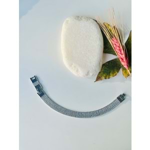 GÜMÜŞ RENK BEŞ SIRA TAŞ SUYOLU BİLEKLİK 17+3 CM ACR1515-1
