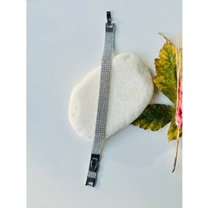 GÜMÜŞ RENK BEŞ SIRA TAŞ SUYOLU BİLEKLİK 17+3 CM ACR1515-1
