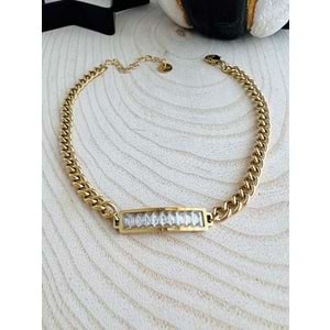 GOLD RENK BAGET TAŞLI ÇELİK HALHAL 21+5CM ACR1529