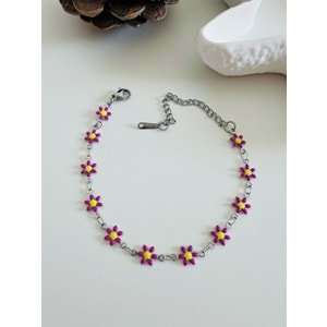 PAPATYA ÇELİK BİLEKLİK PEMBE-GÜMÜŞ RENK 17+6 CM ACR1531