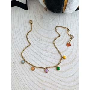 GOLD RENK RENKLİ TAŞLI ÇELİK HALHAL 22+5 CM ACR1533