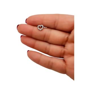 ÇELİK ARKADAN VİDALI TAŞLI KALP TRAGUS-HELIX PIERCING 6 MM GÜMÜŞ RENK ACR2167