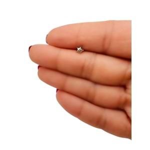 ÇELİK ARKADAN VİDALI YILDIZ TRAGUS-HELIX PIERCING 6 MM GÜMÜŞ RENK ACR2197