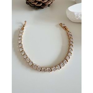 XUPING YUVARLAK TAŞLI SUYOLU BİLEKLİK ROSE RENK 18+1 CM-5MM ACR2495