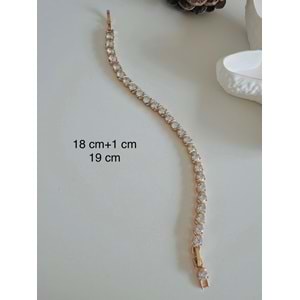 XUPING YUVARLAK TAŞLI SUYOLU BİLEKLİK ROSE RENK 18+1 CM-5MM ACR2495