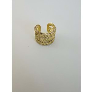 ÜÇLÜ GÖRÜNÜMLÜ, KISTIRMALI KIKIRDAK KÜPE GOLD ACR2534