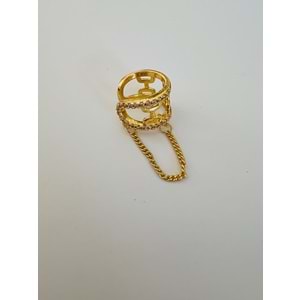 ZİNCİR SALLANTILI KISTIRMALI KIKIRDAK KÜPE GOLD ACR2538