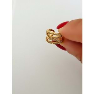 ZİRKON TAŞLI KISTIRMALI KIKIRDAK KÜPE GOLD ACR2545
